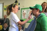 Eleven-year-old Justine shaves Luigi a.k.a Mr Reyes, her selected teacher, for Movember. She raised £140 for charity by going door to door.
