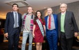 Organiser and Hotel Manager Franco Ostuni, tournament director Stuart Conquest, Miss Gibraltar 2018 Star Farrugia, Gibraltar’s Sport and Culture Minister Steven Linares and festival founder Brian Callaghan. Pic by David Llada. 